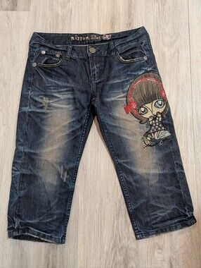 Rare Vintage Nippon Blue Denim Japanese Anime Capris – Women’s Size 27
